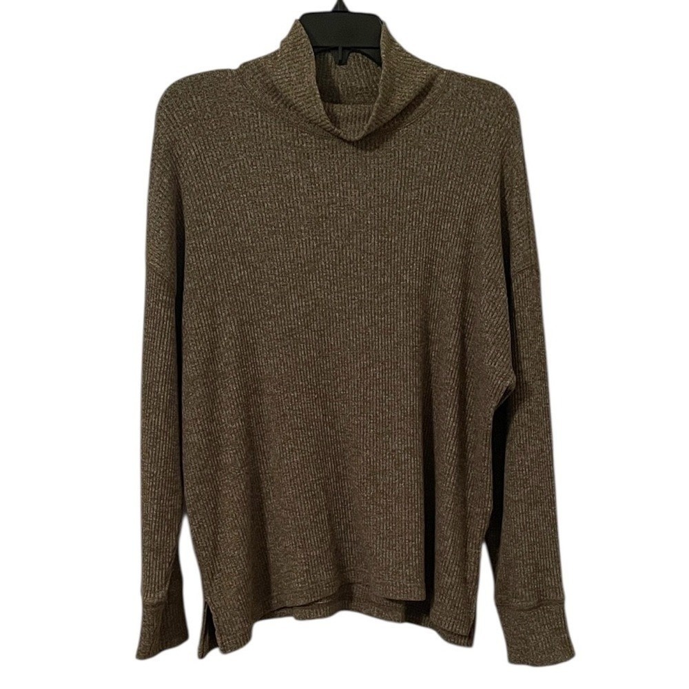 J. Crew Women's Brown Ribbed Cowl‎ Neck Pullover Sweater Size L